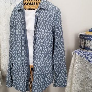 Southwestern Denim Printed Shirt Plus Size